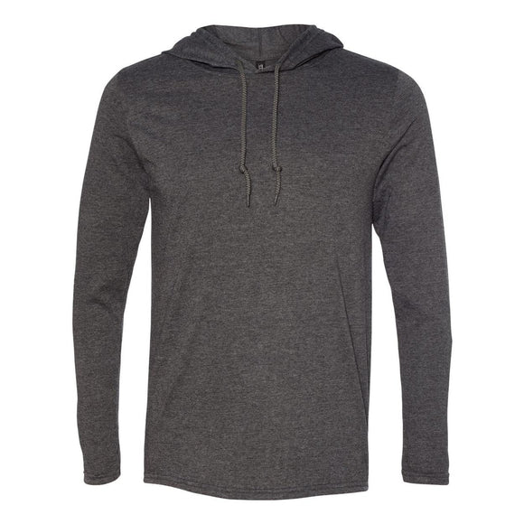 Gildan - Unisex Softstyle® Lightweight Hooded Long Sleeve T-Shirt - 987 - Dark Heather/ Dark Grey
