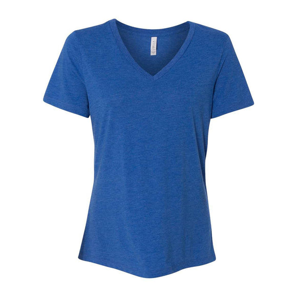 BELLA + CANVAS - Women's Relaxed Triblend Short Sleeve V-Neck Tee - 6415 - True Royal Triblend