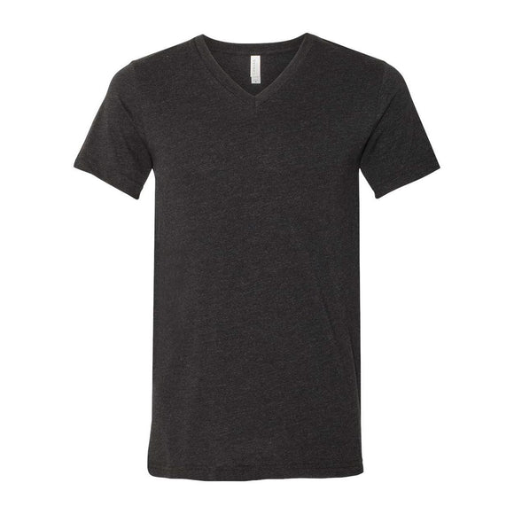 BELLA + CANVAS - Unisex Heather CVC V-Neck Tee - 3005CVC - Black Heather