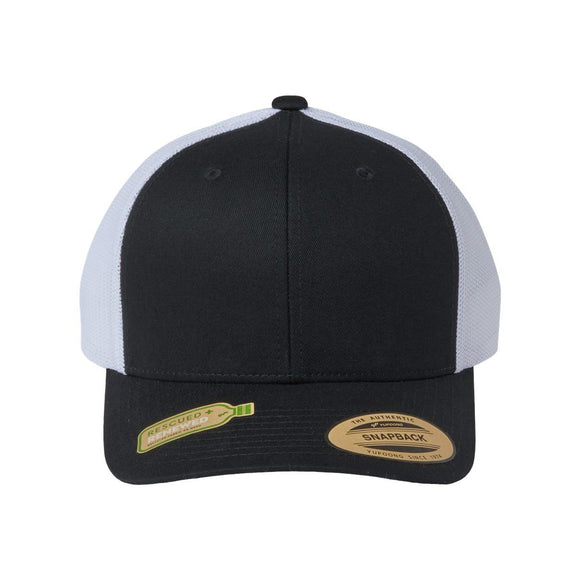 YP Classics - Sustainable Retro Trucker Cap - 6606R - Black/ White