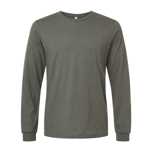 BELLA + CANVAS - Heather CVC Long Sleeve Tee - 3501CVC - Heather Military Green