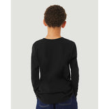 BELLA + CANVAS - Youth Heather CVC Long Sleeve Tee - 3501YCVC - Solid Black Blend