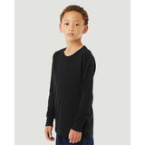 BELLA + CANVAS - Youth Heather CVC Long Sleeve Tee - 3501YCVC - Solid Black Blend