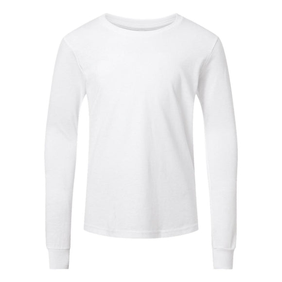 BELLA + CANVAS - Youth Heather CVC Long Sleeve Tee - 3501YCVC - Solid White Blend