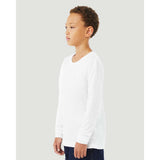 BELLA + CANVAS - Youth Heather CVC Long Sleeve Tee - 3501YCVC - Solid White Blend