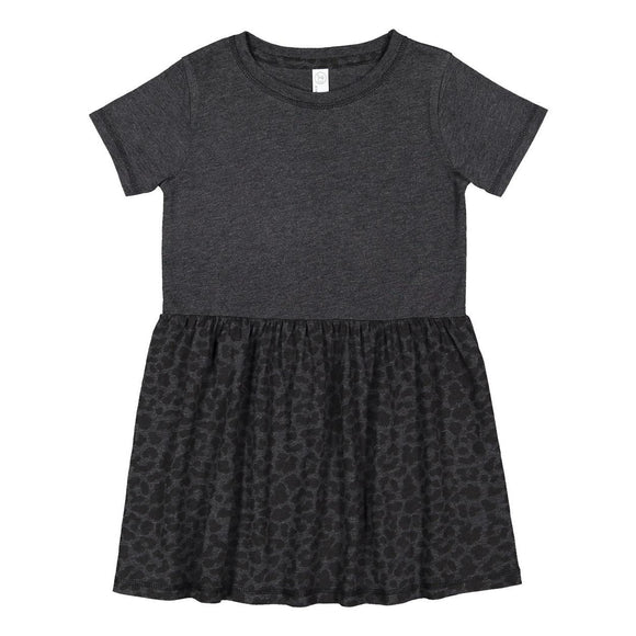 Rabbit Skins - Toddler Fine Jersey Dress - 5333 - Vintage Smoke/ Black Leopard