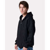 JERZEES - Unisex Rugged Full-Zip Hooded Sweatshirt - Z12MR - Black Ink