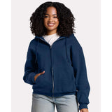 JERZEES - Unisex Rugged Full-Zip Hooded Sweatshirt - Z12MR - Washed Navy
