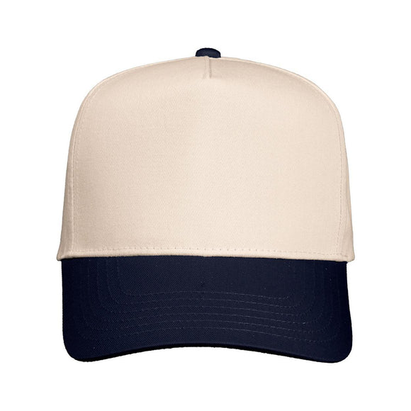 Valucap - Five-Panel Twill Cap - 8869 - Natural/ Navy