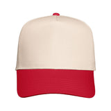 Valucap - Five-Panel Twill Cap - 8869 - Natural/ Red