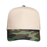 Valucap - Five-Panel Twill Cap - 8869 - Natural/ Camo Green