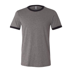 BELLA + CANVAS - Jersey Heather Ringer Tee - 3055 - Deep Heather/ Black