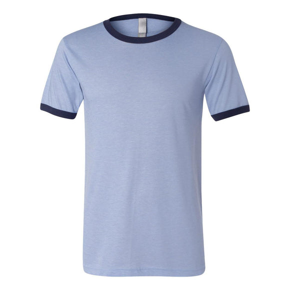 BELLA + CANVAS - Jersey Heather Ringer Tee - 3055 - Heather Blue/ Navy