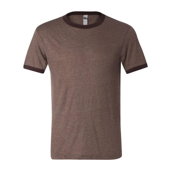 BELLA + CANVAS - Jersey Heather Ringer Tee - 3055 - Heather Brown/ Brown