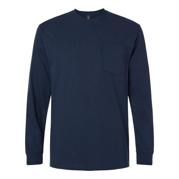 Gildan - Ultra Cotton® Long Sleeve Pocket T-Shirt - 2410 - Navy