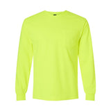Gildan - Unisex Ultra Cotton® Long Sleeve Pocket T-Shirt - 2410 - Safety Green