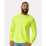 Gildan - Unisex Ultra Cotton® Long Sleeve Pocket T-Shirt - 2410 - Safety Green