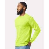 Gildan - Unisex Ultra Cotton® Long Sleeve Pocket T-Shirt - 2410 - Safety Green
