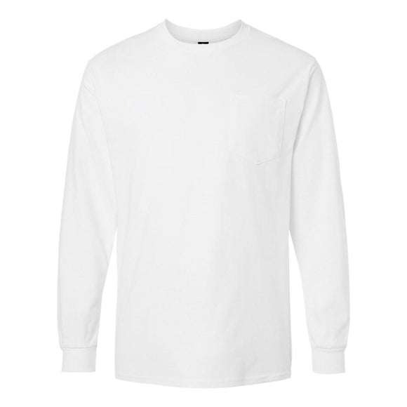 Gildan - Ultra Cotton® Long Sleeve Pocket T-Shirt - 2410 - White