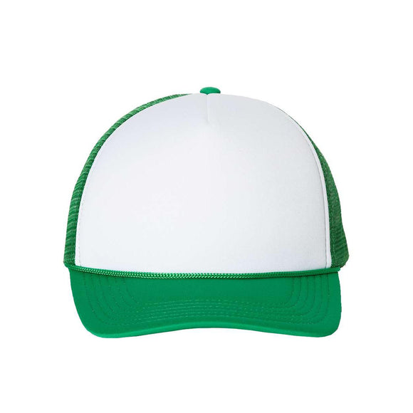 Valucap - Foam Mesh-Back Trucker Cap - VC700 - White/ Kelly