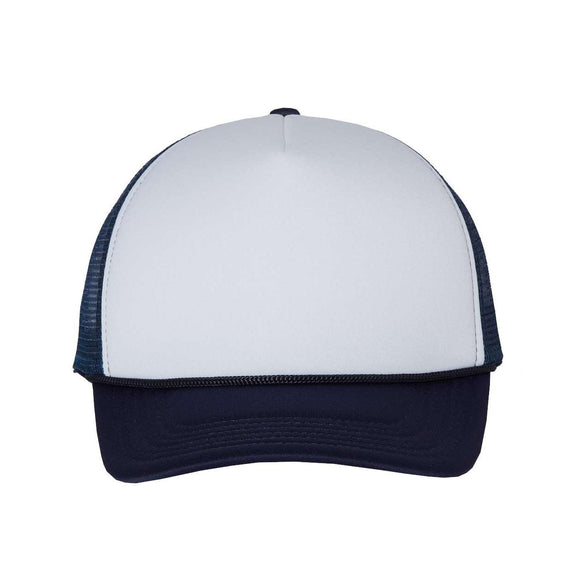 Valucap - Foam Mesh-Back Trucker Cap - VC700 - White/ Navy