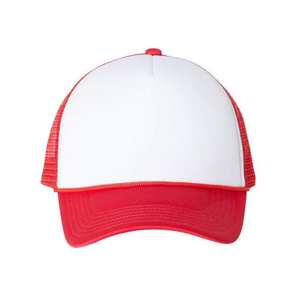 Valucap - Foam Mesh-Back Trucker Cap - VC700 - White/ Red