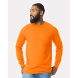 Gildan - Unisex Ultra Cotton® Long Sleeve Pocket T-Shirt - 2410 - Safety Orange