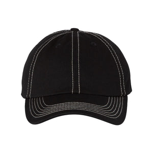 Valucap - Adult Bio-Washed Classic Dad Hat - VC300A - Black/ Stone Stitch