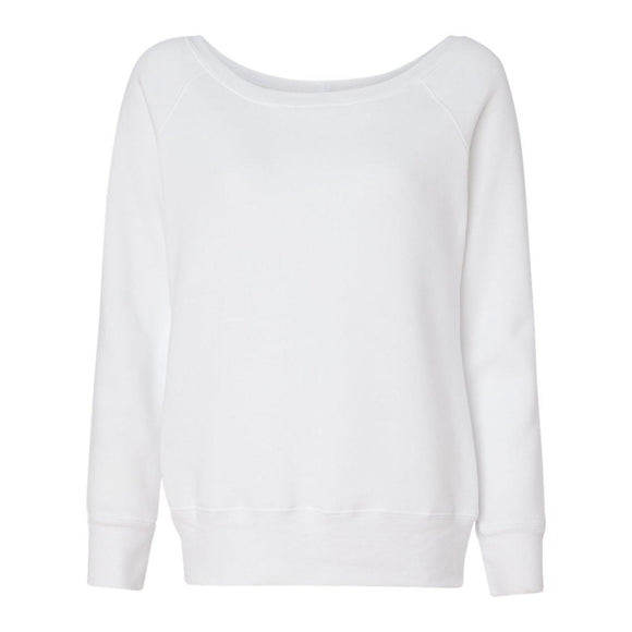 BELLA + CANVAS - Women’s Sponge Fleece Wide Neck Sweatshirt - 7501 - Solid White Triblend