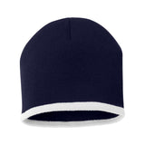 Sportsman - 8" Bottom-Striped Beanie - SP09 - Navy/ White