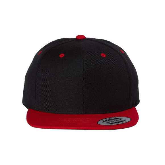 6089M YP Classics Premium Flat Bill Snapback Cap Black/ Red