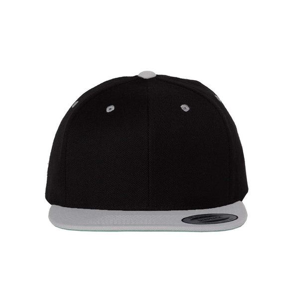 YP Classics - Premium Flat Bill Snapback Cap - 6089M - Black/ Silver