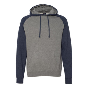 Independent Trading Co. - Raglan Hooded Sweatshirt - IND40RP - Gunmetal Heather/ Classic Navy Heather