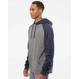 Independent Trading Co. - Raglan Hooded Sweatshirt - IND40RP - Gunmetal Heather/ Classic Navy Heather