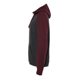 Independent Trading Co. - Raglan Hooded Sweatshirt - IND40RP - Charcoal Heather/ Burgundy Heather