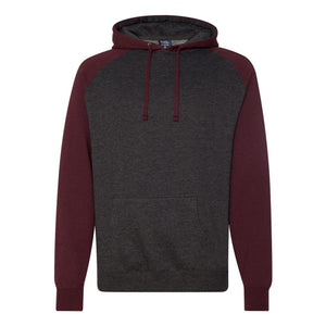 Independent Trading Co. - Raglan Hooded Sweatshirt - IND40RP - Charcoal Heather/ Burgundy Heather