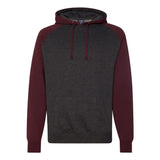 Independent Trading Co. - Raglan Hooded Sweatshirt - IND40RP - Charcoal Heather/ Burgundy Heather