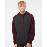 Independent Trading Co. - Raglan Hooded Sweatshirt - IND40RP - Charcoal Heather/ Burgundy Heather