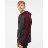 Independent Trading Co. - Raglan Hooded Sweatshirt - IND40RP - Charcoal Heather/ Burgundy Heather