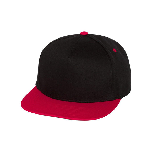 6007 YP Classics Five-Panel Cotton Twill Snapback Cap Black/ Red