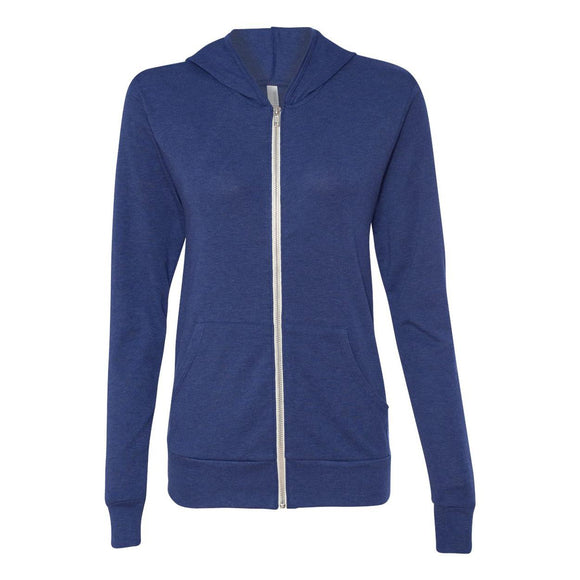 BELLA + CANVAS - Unisex Triblend Lightweight Full-Zip Hooded Long Sleeve Tee - 3939 - Navy Triblend