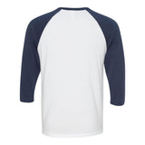 BELLA + CANVAS - Unisex Three-Quarter Sleeve Baseball Tee - 3200 - White/ Navy