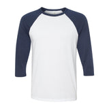 BELLA + CANVAS - Unisex Three-Quarter Sleeve Baseball Tee - 3200 - White/ Navy