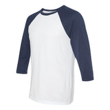 BELLA + CANVAS - Unisex Three-Quarter Sleeve Baseball Tee - 3200 - White/ Navy