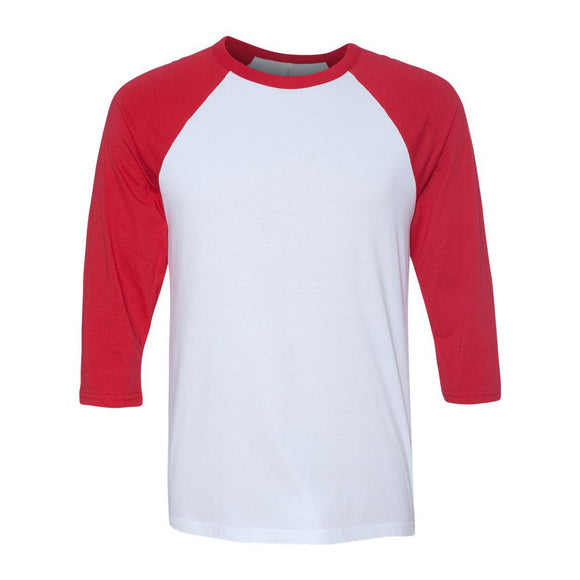 BELLA + CANVAS - Three-Quarter Sleeve Baseball Tee - 3200 - White/ Red