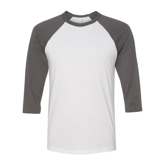 BELLA + CANVAS - Unisex Three-Quarter Sleeve Baseball Tee - 3200 - White/ Asphalt