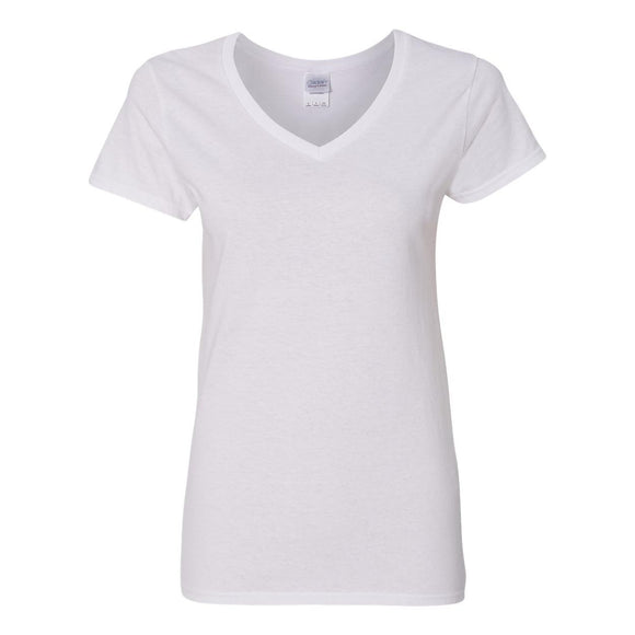 5V00L Gildan Heavy Cotton™ Women’s V-Neck T-Shirt White