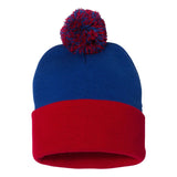 Sportsman - 12" Pom-Pom Cuffed Beanie - SP15 - Royal/ Red