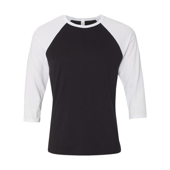 BELLA + CANVAS - Unisex Three-Quarter Sleeve Baseball Tee - 3200 - Black/ White