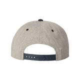 YP Classics - Premium Flat Bill Snapback Cap - 6089M - Heather Grey/ Navy